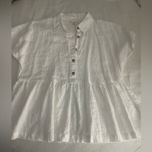 C&C California white Linen Peplum Top . XS